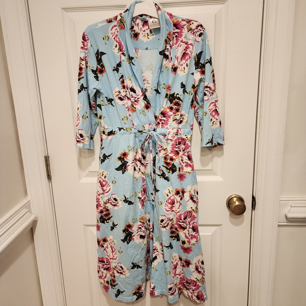 Gownies Housecoat Robe Pajamas Floral 3/4 Length Sleeves Women's Size XS/S‎